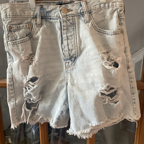Aéropostale Pants - Women's Aéropostale Light Blue Distressed Jean Shorts Size 6